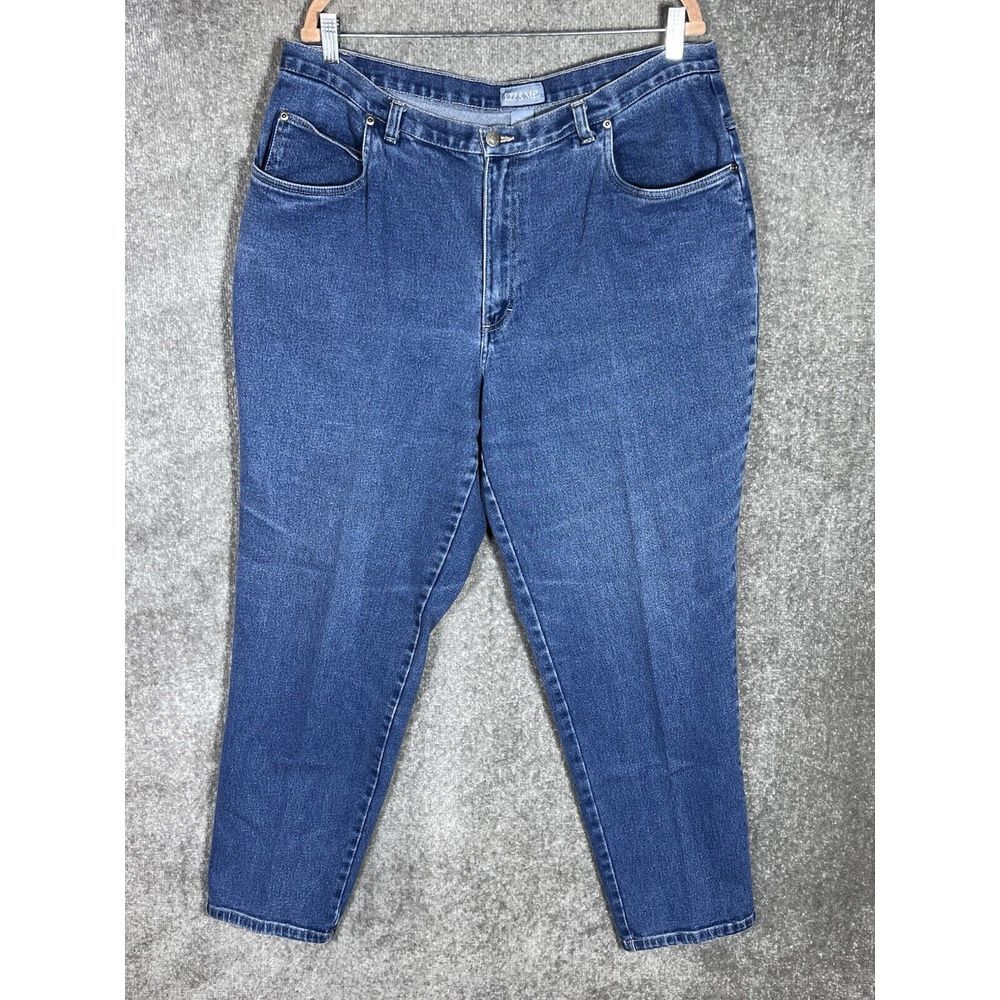 Liz & Me Jeans Womens Size 20WT Blue Stretch Denim High Rise Tapered Leg Pockets